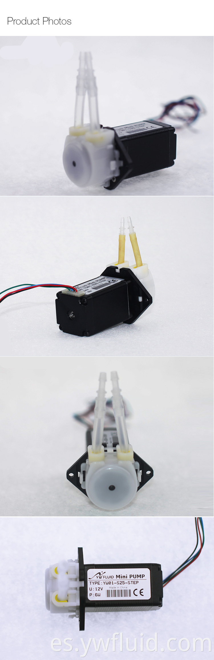 Bomba de dosificación micro peristáltica YWFluid 12V/24 V con motor de paso YW01 pasos utilizado para la transición de líquido